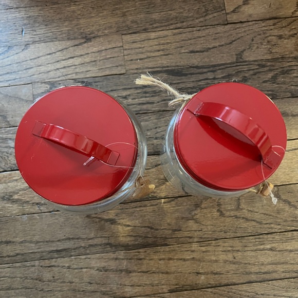 Target Bullseye holiday set of Two Clear Jars with Red Lids and Wooden Spoons - Picture 2 of 6